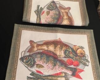 Fish Dinner Set of Cloth Napkins