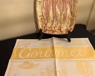 Corn On the Cob Plate, Made in Italy # 6992, Gourmet Kitchen Towel