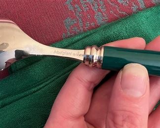 Set of Flatware by Condotti in Emerald Green