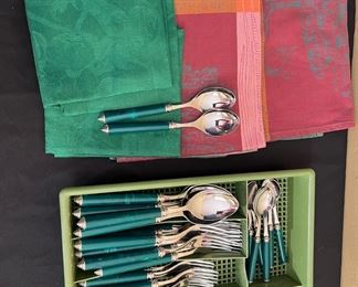 Set of Flatware by Condotti in Emerald Green