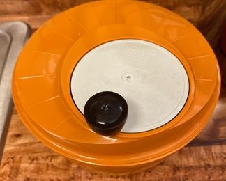 1970 Orange Moulinex Salad Spinner, Made in France