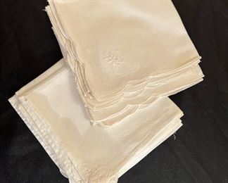 Vintage White Dinner Napkins