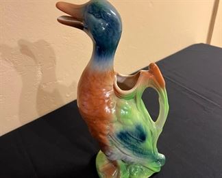 French Duck Pitcher, Multicolor Saint Clement, Wine Decanter