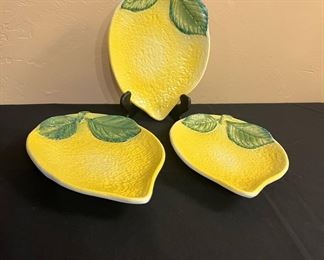 Three Hand Painted Lemon Plates, Made in Italy - 9870