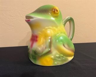 1970's French Frog Majolica Pitcher