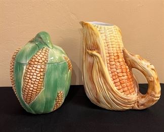 Corn on the Cob Pitcher and Cookie Jar, Made in Italy
