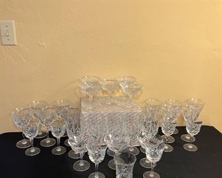 Large Set of Germany Bleikristall, Crystal Wine Goblets and Sherbet Goblets