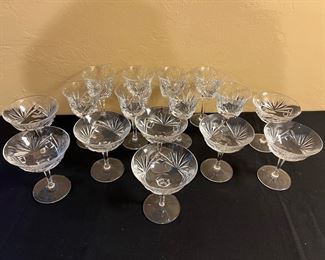 Large Set of Germany Bleikristall, Crystal Wine Goblets and Sherbet Goblets