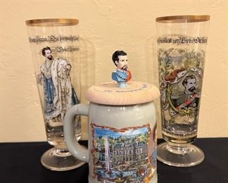 German King Ludwig II - Two Glasses - Beer Stein by Original Gerzit