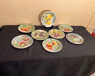Set of 8 Antique Majolica Plates- St. Clements Faience Keller & Guerin