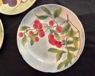 Set of 8 Antique Majolica Plates- St. Clements Faience Keller & Guerin