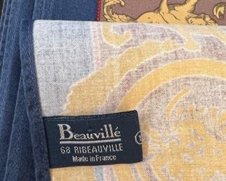 Blue, Gold and Brown, Cherub Themed Beauville Placemats, Made in France