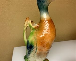 French Duck Pitcher, Multicolor Saint Clement, Wine Decanter