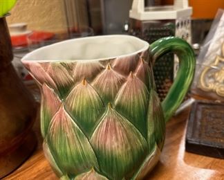 Artichoke Pitcher, Hand Painted and Made in Italy