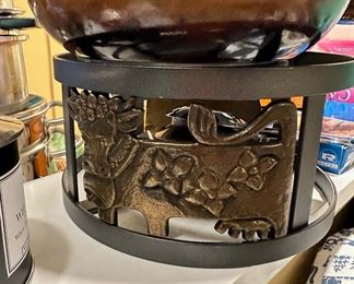 Landert Pottery Fondue Bowl, Swiss Made Sterno Burner