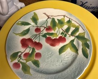 Set of 8 Antique Majolica Plates- St. Clements Faience Keller & Guerin