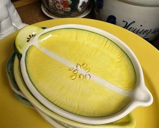 Set of 5 Small Lemon Plates, Made in Italy