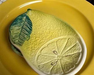 Set of 5 Small Lemon Plates, Made in Italy