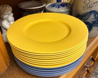 Set of 8 Set of Yellow Saline Les Bains Charger Plates - Made in France, Set of 5 Blue Charger Plates