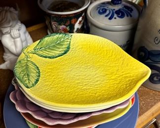 Three Hand Painted Lemon Plates, Made in Italy - 9870