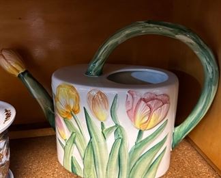 Mid Century Modern, Ceramic Tulip Theme Watering Can