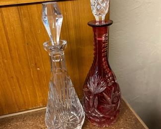 Red and Clear Crystal Decanter