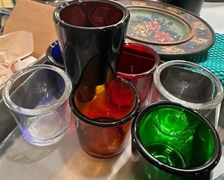 Multicolored Glass Votive Holders
