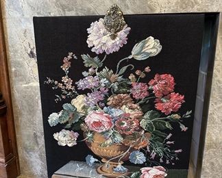 Fireplace Cover with Embroidered Tapestry Front