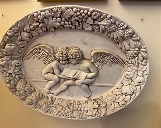 Wall Hanging Platter with Cherubs, Made in Italy - 7464/50
