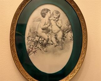 Oval Framed Print of Cherubs