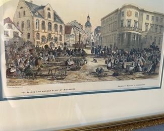 Gold Framed Print of The Palace and Market Place at Wiesbaden