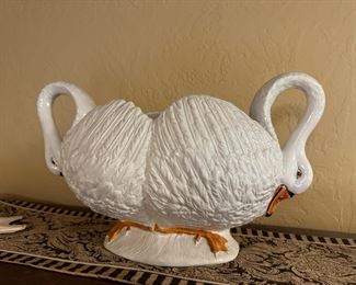 Lord &Taylor Twin Swans Ceramic Planter