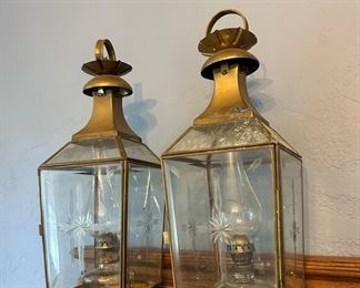 2 Brass Lantern Oil Lamp