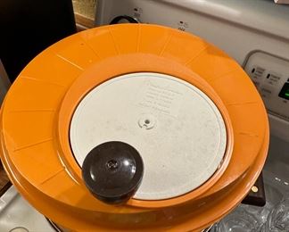 1970 Orange Moulinex Salad Spinner, Made in France