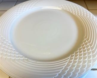 Full Set of 1970’a Seta Pattern by Hutschenreuther, Scala Rimmed White Dinnerware Set, Made in Germany,