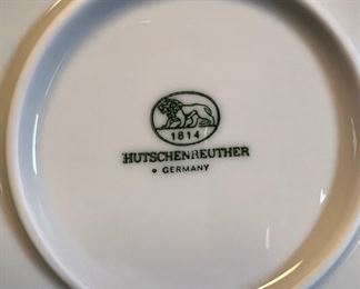 Full Set of 1970’a Seta Pattern by Hutschenreuther, Scala Rimmed White Dinnerware Set, Made in Germany,
