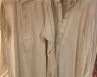 2 Amann White Embroidered Button Down Shirts, Made in Austria