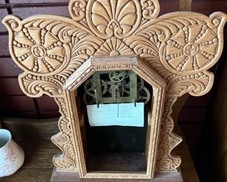 Ornately Carved Ingraham Desk/Mantle Clock