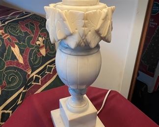 Antique Urn Style, White Marble Lamp