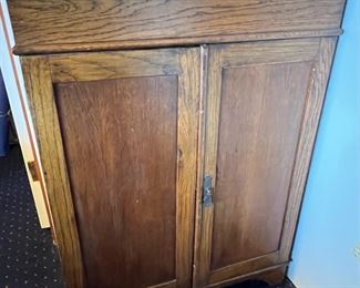 Small Double Door Oak Cabinet