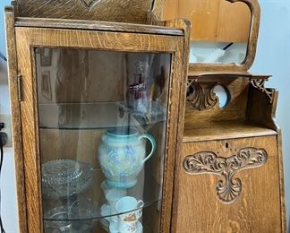 Oak Side By Side Secretary Desk/Hutch