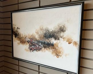 Framed Oil Painting of the Battle of Waterloo