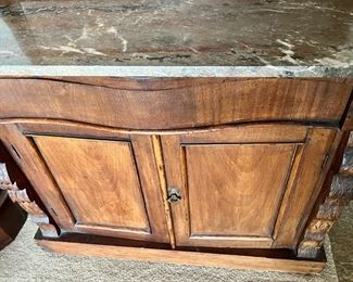 Walnut Marble Top Side Board