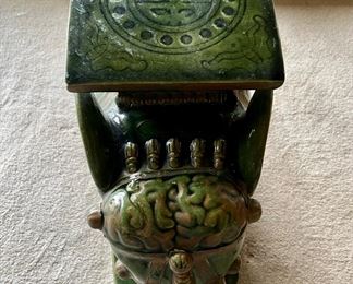 Mid Century Modern Chinese Green Porcelain Elephant