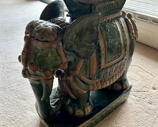 Mid Century Modern Chinese Green Porcelain Elephant