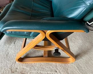 Mid Century Green Leather Reclining Chair
