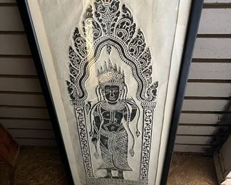 1968 Thai Charcoal Rubbing on Rice Paper 