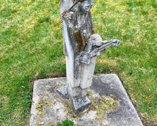 Native American Man and Child Cement Statue