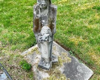 Native American Man and Child Cement Statue