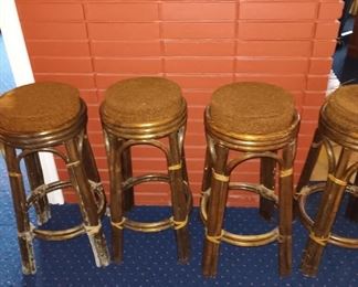 4 Antique Brown Bar Stools